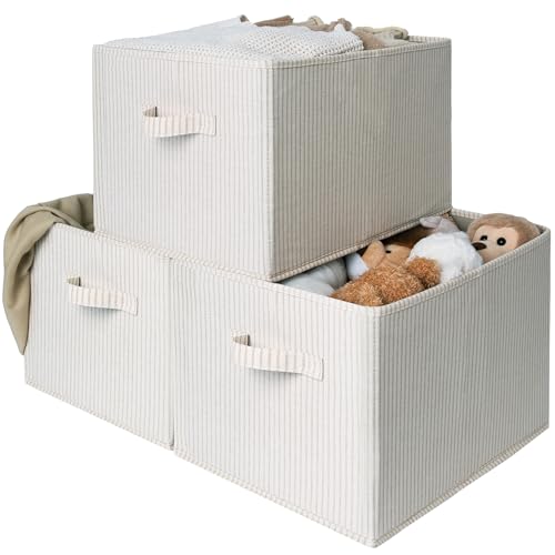 Storage Baskets for Shelves, 3-Pack Fabric Closet Bins