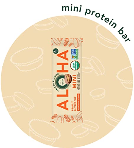 Aloha Organic Plant Based Protein Bar Minis |Peanut Butter Cup | 20 Count, 24G Bars | Vegan, Low Sugar, Gluten Free, Paleo, Low Carb, Non-Gmo, Stevia Free, Soy Free, No Sugar Alcohols #TOP5