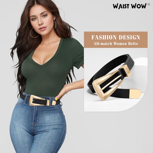 Women's Leather Belts for Jeans Pants Fashion Leather Waist Belt Ladies Dress Belts with Gold/Silver Buckle3