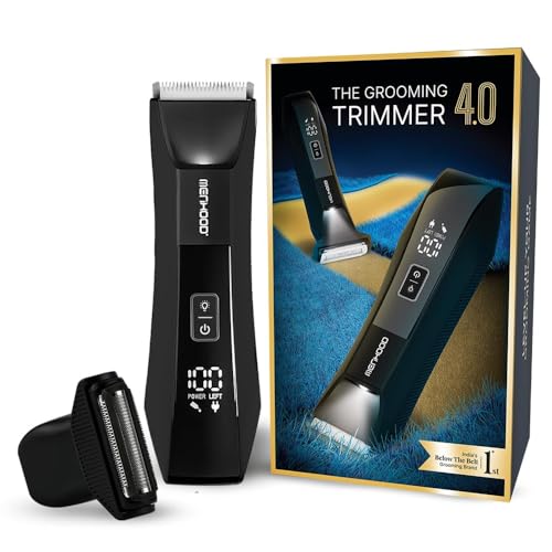 Image of MENHOOD Trimmer 4.0 Foil and Ceramic Dual Head Body Ball Pubic Hair Trimmer for Men Manscaping Closest Shave No Nicks IPX7 Waterproof LED Spotlight USB-C 150 Min