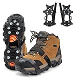 Schuhspikes Anti-Rutsch mit 11 Edelstahl Zähnen – Steigeisen Grödel für Schuhe & Stiefel, Ice Grips Eisspikes Schneeketten Schuhkrallen, rutschfeste Spikes für Wandern, Trekking & Winter Outdoor (M)