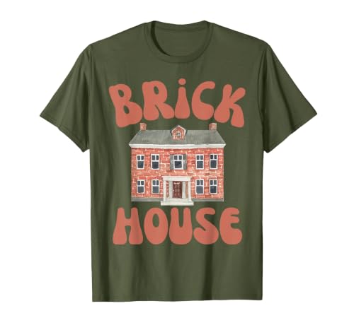 Brick House Retro 70's Vintage Style Costume Themed Funny T-Shirt, Men, Olive Green, 3X-Large