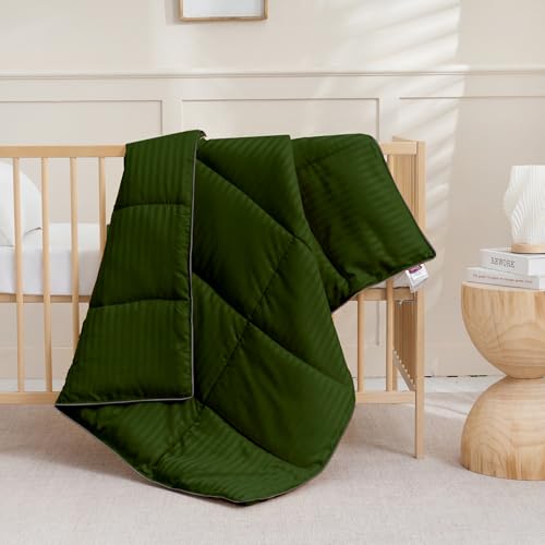 Image of ZPECC Toddler Down Alternative Comforter, 39x47 Hypoallergenic Baby Blanket Quilt, Soft Breathable Lightweight All Season Kids Duvet Insert for Crib Stroller Cot Daycare, Olive Green