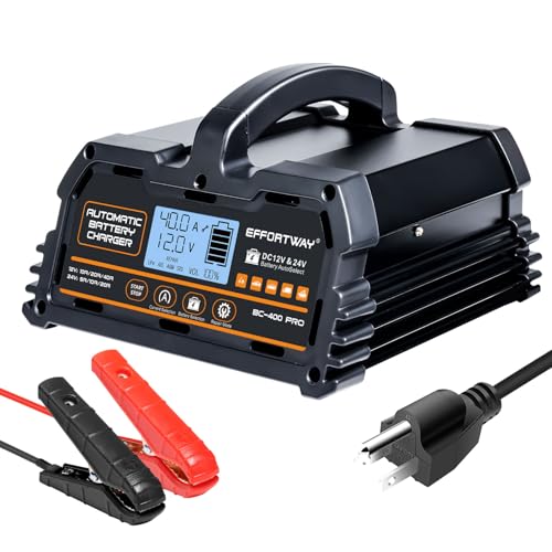 40A Battery Charger 12V/24V Lead Acid Charger 12V LiFePO4 Charger. Smart Battery Charger with Trickle Charge.Car Battery Maintainer with LCD Display. Suitable for Trucks AMG Motorcycles