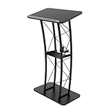 HIFMGHE Curved Podium Stand, Metal Black Pulpit Lectern for Speeches Churches, 47inch Portable Pulpit Podium with Cup Holder and Book Stopper for Schools Meeting Rooms Wedding Concert