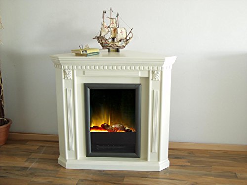 XANA-Möbel Camino elettrico ad angolo angolo camino elettrico camino da parete caminetto / camino bianco crema