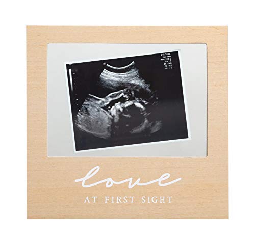 Image of Pearhead Floating Sonogram Frame, Love at First Sight Ultrasound, Gender-Neutral Baby Gift, Wooden