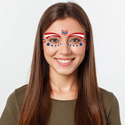 4Th Of July Fake Tattoo Star Face Temporary Tattoo Independence Day Waterproof Tattoos Eye Makeup Sticker Star Flag Design For Women Girls July Fourth Parties Body Makeup Decoration Stickers #TOP3