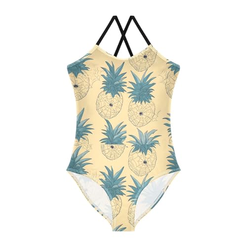 Pineapple Spider Web Girls One Piece Swimsuits Quick Dry Beach Swimwear Bathing Suit