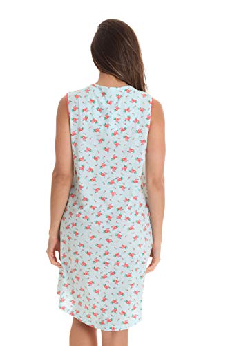 Dreamcrest 100% Cotton Sleeveless Nightgown For Women With Crochet Trim 6778-10417-Aqa-Xl Aqua - Coral #TOP2