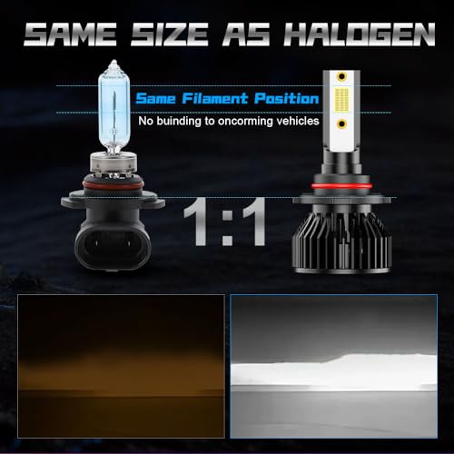 Fit For Dodge Charger (2011-2014) led headlight bulbs, 9005+H11 High & Low Beam Bulbs+5202 led fog light bulb,500% Brightness, 6000K Eye-Protection White,Plug and play, IP68,with Fan,No Errors, 6-Pack