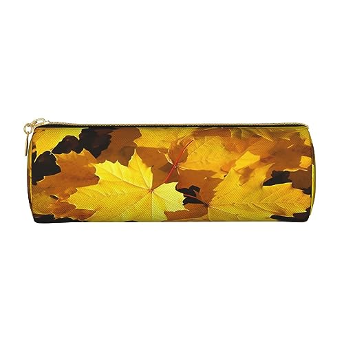 A Brood of Chickens - Astuccio con stampa di galline per penne matite cosmetici ufficio per uomini e donne Foglie dacero Taglia unica giallo pelle