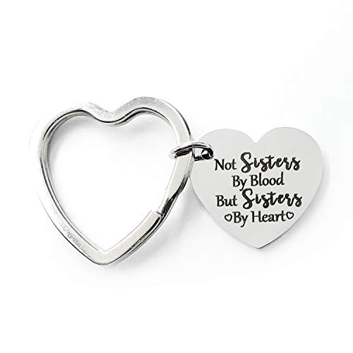Best Sisters Friends Quotes Heart-Shaped Stainless Steel Key chain, International Girls Sisters Birthday Gifts, Keychain for Sisters Girls