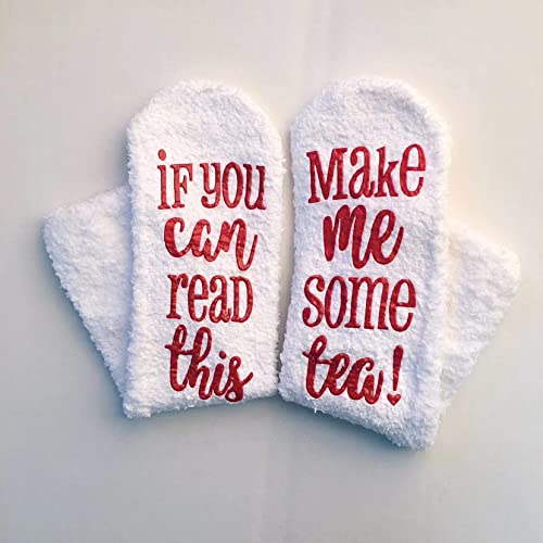 Image of CHANGGER If You Can Read This Bring Me Some Fuzzy Funny Saying Crew Socks christmas Unisex Gift