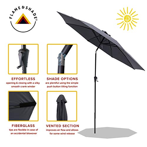 Flame&Shade FS11ANTHRACITE 11 Ft Outdoor Market Patio Table Umbrella thumb #1