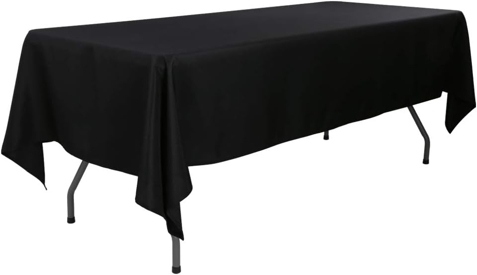 E-TEX Rectangle Tablecloth - 60 x 126 Inch - Black Rectangular Table Cloth for 8 Foot Table in Washable Polyester