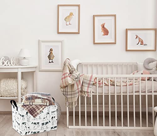 Image of Cow Print Storage Bin - Kids Gift Basket, Rectangular Room Decor for Home, Books