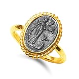 Caprixus Signet Ring 925 Sterling Silver 24K Yellow Gold Vermeil Oxidized Blackened Ancient Coin Two Tone Handmade Rings for Women Hammered Pinky Ring Greek Art Artisan Designer Turkish Fine Jewelry