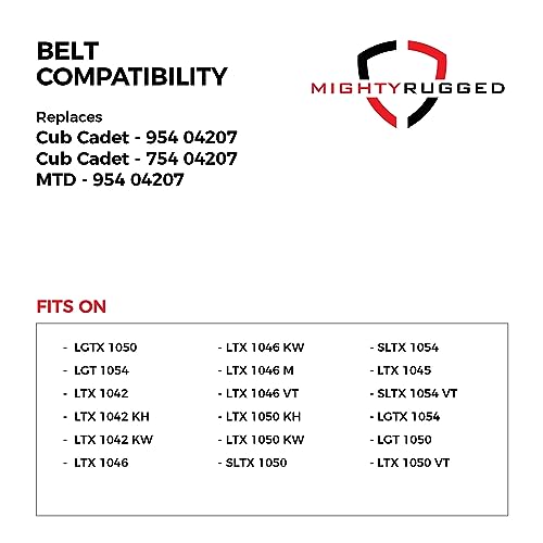 Image of MightyRugged 954-04207 Cub Cadet Drive Belt Replacement - 79.3 inch - Heavy-Duty, Durable, Aramid Cord Drive Belt for Cub Cadet LTX 1042, LTX 1045, LTX 1046, LTX 1050, LTX 1054, SLTX 1050, SLTX 1054