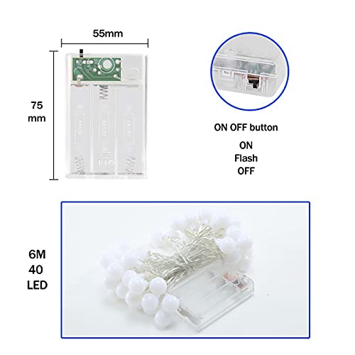 Mobxpar Lichtketting met bol, 6 m, 40 leds, kerstverlichting, voor binnen en buiten, ideale decoratie voor feest, tuin, balkon, kinderkamer, bruiloft, enz. (meerkleurig) - Image 5