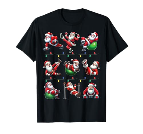 Santa Fitness Collection Gym Workout Weightlifting Christmas T-Shirt