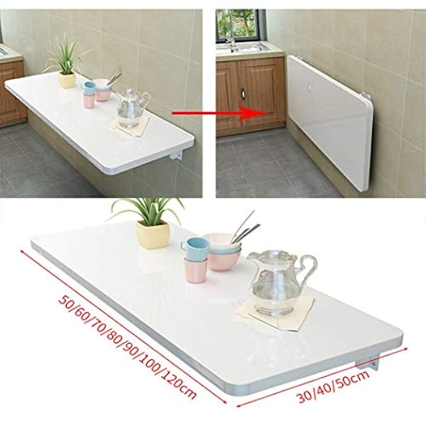 Klaptafel met neerklapbaar blad, aan de muur gemonteerde ruimtebesparende uitklapbare bureauwerkbank Multifunctionele computer Schrijven Dineren Thuiskantoor (Blauw 120x40cm) (Blauw 50x30cm)