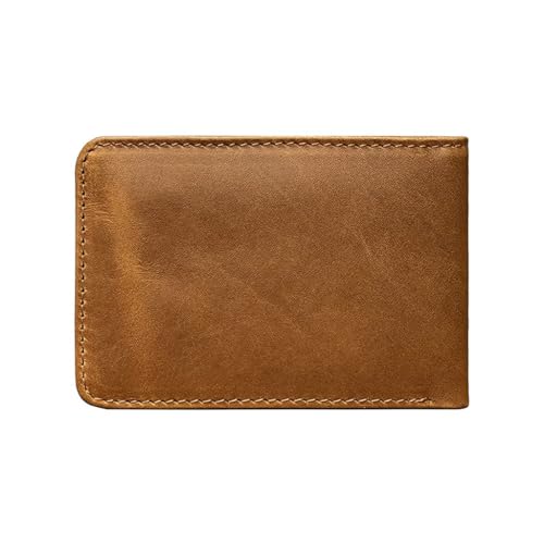 Leather Men's Wallet Retro Casual Men's Short Cowhide Money Clip Oil Wax Clip Card Bag(Gray)4