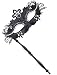 Coxeer Masquerade Mask on a Stick Black Halloween Costume Metal Venetian Mask
