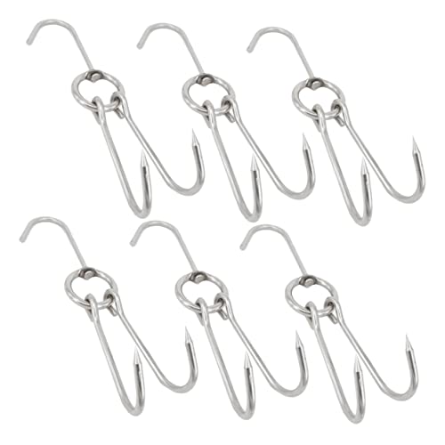 HOLIDYOYO Crochets Doubles à Viande En Acier Inoxydable 3,5 Cm Diamètre 23 Cm Longueur, Anti-rouille, Pour Boucherie, Fumage Et Séchage De Viande, Lot De 6 Crochets De Rôtir Professionnels