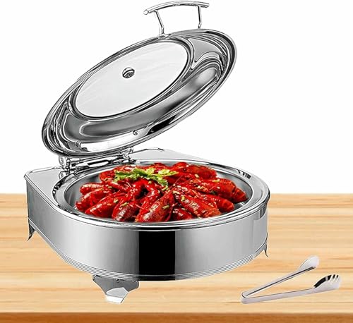 GUHPZA Plato Calefactor Plano Redondo De 6 L, Plato Calefactor con Aparador De Acero Inoxidable, Baño María, Calentador De Placas Eléctrico para Catering, Bufés Y Fie,Gn1/1