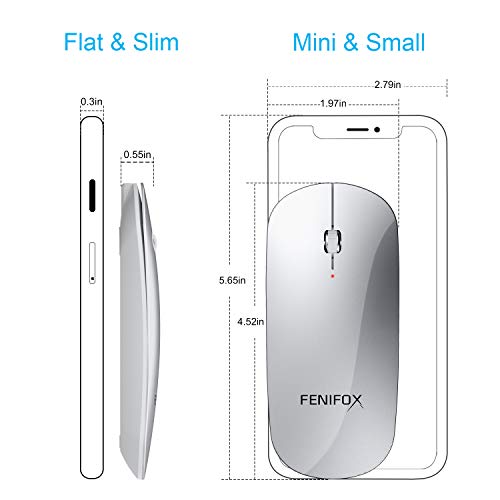 Fenifox MX106-AU-SL Bluetooth Mouse, Slim Mini Portable Flat Travel Wireless Mouse Rechargeable Quiet Ultra-Thin Mice Compatible thumb #1