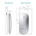 FENIFOX Bluetooth Mouse, Slim Mini Portable Flat Travel Wireless Mouse Rechargeable Quiet Ultra-Thin Mice Compatible with Laptop,Tablet,Notebook,PC (Silver and White)