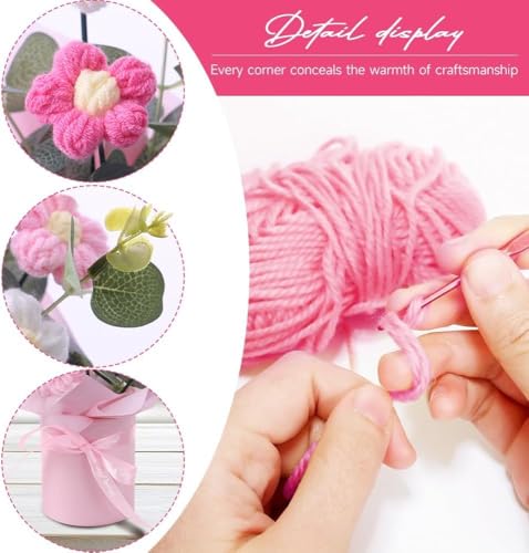 Image of Artificial Crochet Flower Bouquet /Artificial Flowers Bunch /Crochet Flowers Bouquet /Crochet Flowers /Flowers Bouquet Gift for Girls Home Decor (Multicolor Flower)