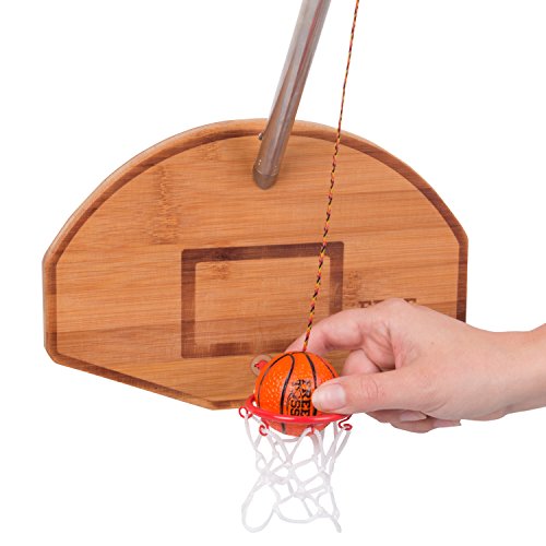 Tiki Toss Basketball and Hoop Deluxe Swing Game Free Toss- Be The First to Swing A Basket 100% Bamboo Party Game (with Telescoping Pole)