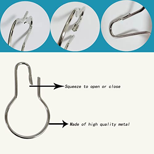 HLCM Shower Curtain Rings Hooks, Rust-Resistant Metal Shower Curtain Hooks, Stainless Steel Shower Curtain Rings for Bathroom Shower Curtain Rod (100PCS) - Thumbnail 3