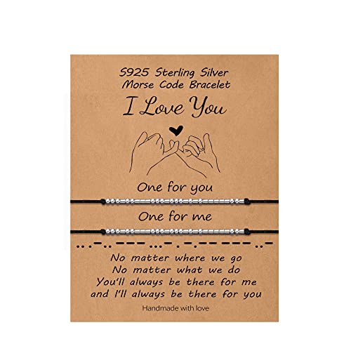 I Love You Gifts For Her Wife From Husband, I Love You Morse Code Bracelets For Couple Valentine's Day 2 Pcs Long Distance Relationship Gifts For Wife Girlfriend Couples Lovers Best Friend #TOP8