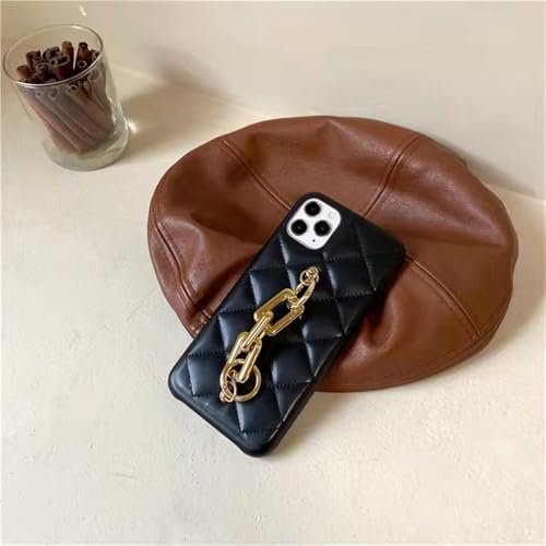 Coque iPhone 12 rigide anti-chute à dos cuir et gourmette argentée