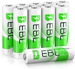 EBL AA Batteries rechargeables 2500mAh 10-Pack, Ni-MH Double AA Batterie préchargée pour Jouets/Cameras/Flashlights, 1.2V Puissance de longue durée de haute capacité AA Piles avec étui de protection de batterie