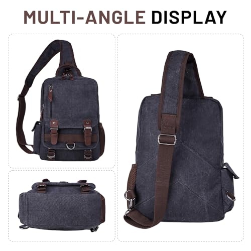 Image of mygreen Canvas Cross Body Messenger Bag Shoulder Sling Backpack Travel Rucksack