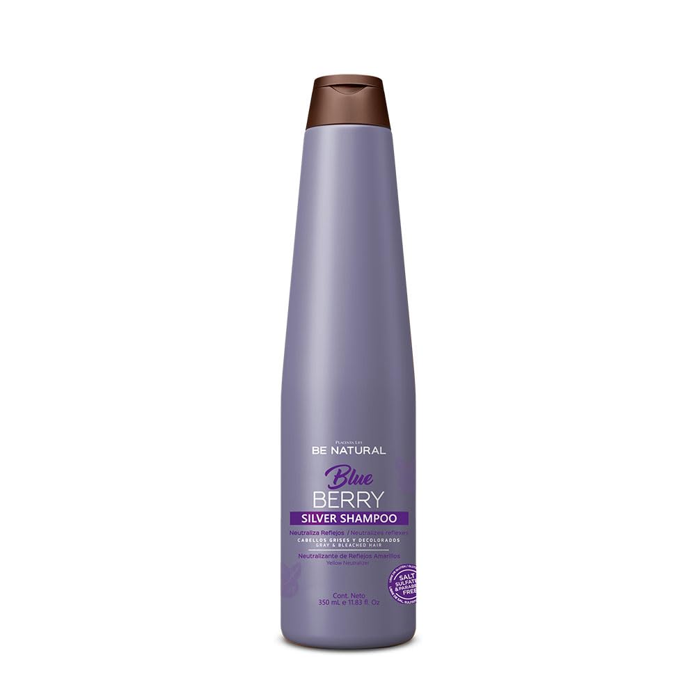 PLACENTA LIFE BE NATURAL BLUEBERRY SILVER SHAMPOO – Purple Shampoo for Blonde, Gray & White Hair, Yellow Tone Neutralization & Shine (350 ml / 11.83 fl oz)