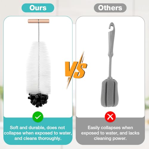AOOTE Flaschenbürste, 35cm Flaschenbürste kompatibel mit Sodastream Glasflasche, Flaschenreiniger Bürste für Glaskaraffe für Glaskaraffe/Sodaflaschen/Babyflaschen/Trinkflaschen Schwarz