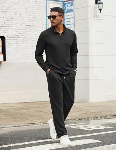 COOFANDY Men's Tracksuits 2 Piece Casual Athletic Sweatsuit Quarter Zip Pullover Long Sleeve Running Sport Outfits2
