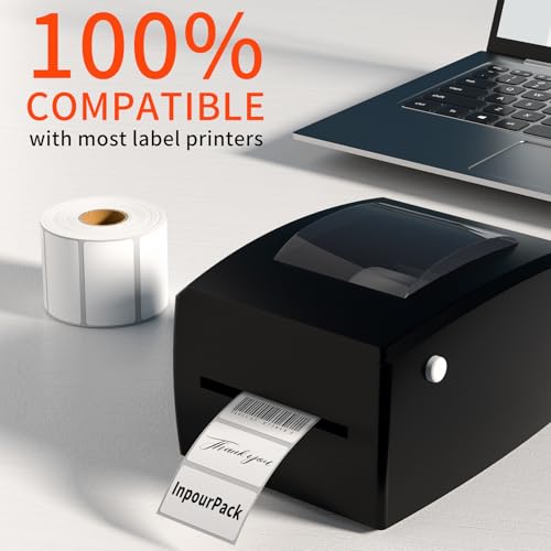 2x1inch Direct Thermal Label Paper for Barcodes, Shipping, 1000 Labels Per Roll White, Compatible with Rollo Label Printer & Zebra Desktop Printers image 1