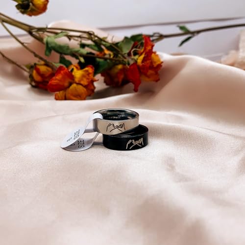 Image of Stainless Steel Matching Rings for Couples, 2pcs Set of His and Her Matching Promise Rings, I Love You Engagement Wedding Ring Sets for Him and Her,Q & K Matching Rings Valentines Day Gifts (love-silver, 10)