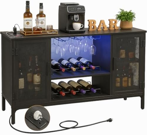 Homieasy Wine Bar Cabinet with Power Outlets