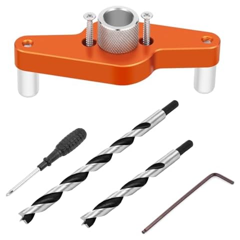 SLIIMU Floating Shelf Installation Dowel Jig Kit with 1/2 x 9.8'' &1/2 x 5''Bit,Mantle Straight Hole Drill Guide for Hidden Shelf Bracket,Self Centering Doweling Drill Jig for Invisible Shelf Hardware Cover