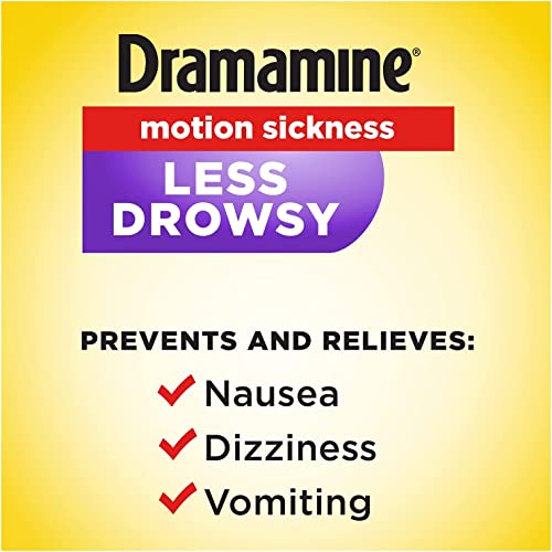 image for Dramamine All Day Less Drowsy Motion Sickness Relief | 8 Tablets Inclu