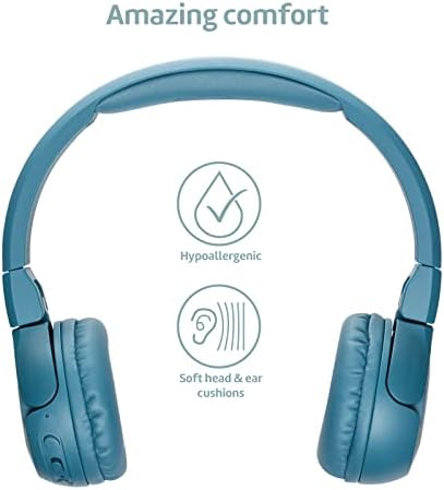 POGS kids bluetooth headphones | The Gecko | Foldable and robust headphones for kids from 3 years with volume control, microphone, volume limiter 85 dB | Music-sharing function (blue wireless)