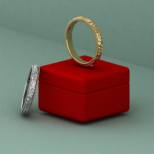 3mm Handmade Leaf Vintage Style Victorian Filigree Engraved Wedding Band Ring4