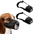 KEYRI 2 PCS Dog Mask Breathable Mesh and Durable Dog Muzzle with Adjustable Loop Dogs Training Muzzle Prevent for Barking Eating Biting and Chewing Ideal for Longer Nosed Dogs (Black, Large)
